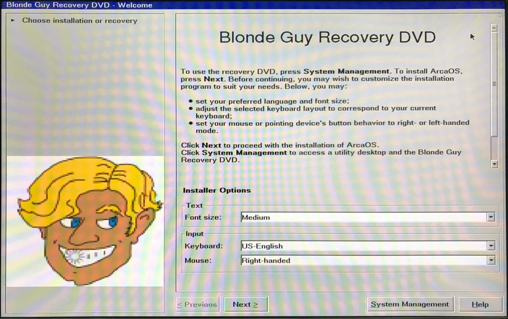 Blonde Guy Recovery Screen